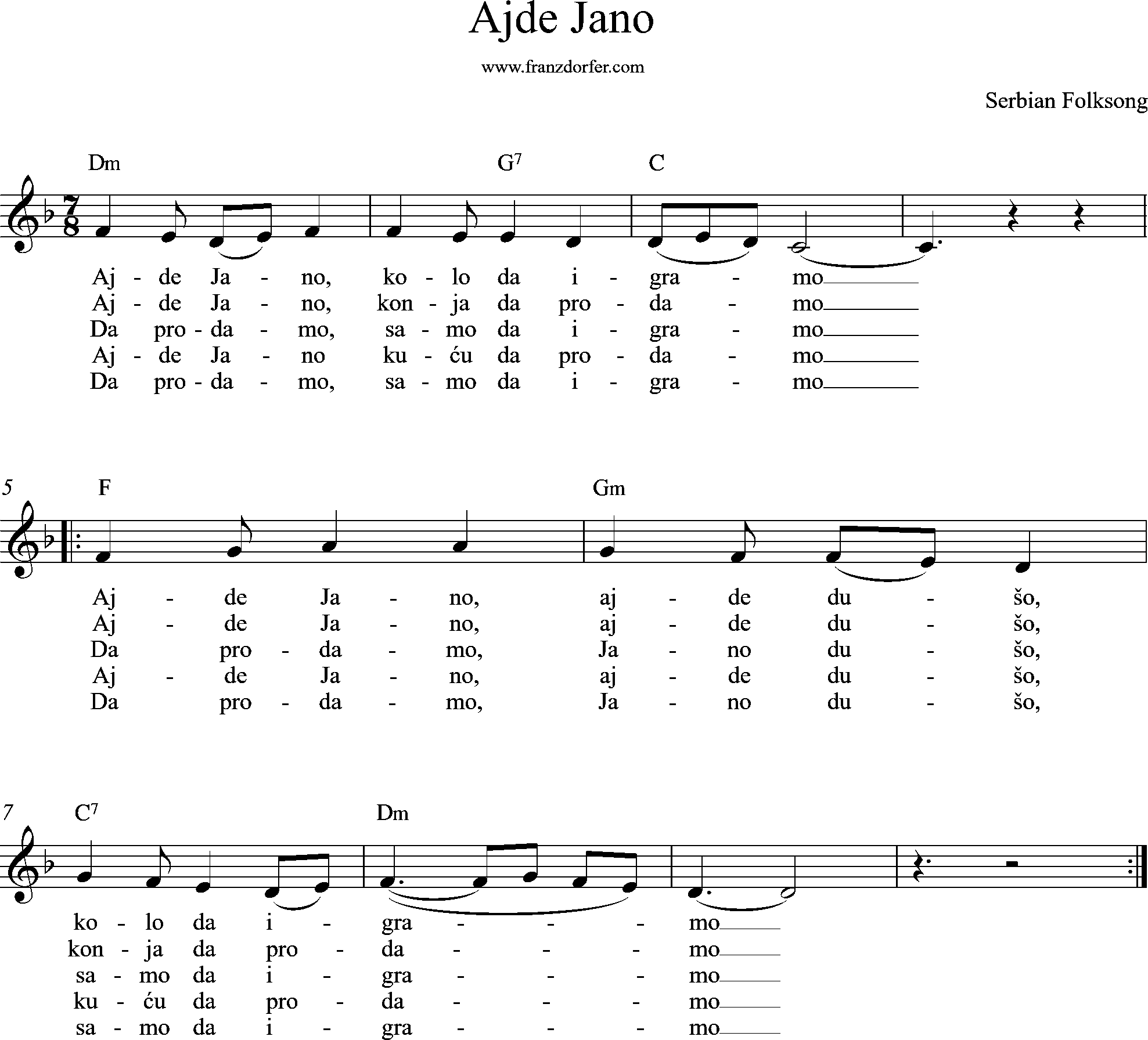 leadsheet, Ajde Jano